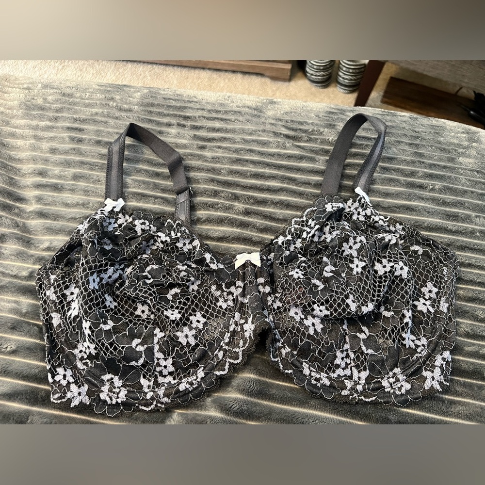 Adore Me Black and White Lace Bra